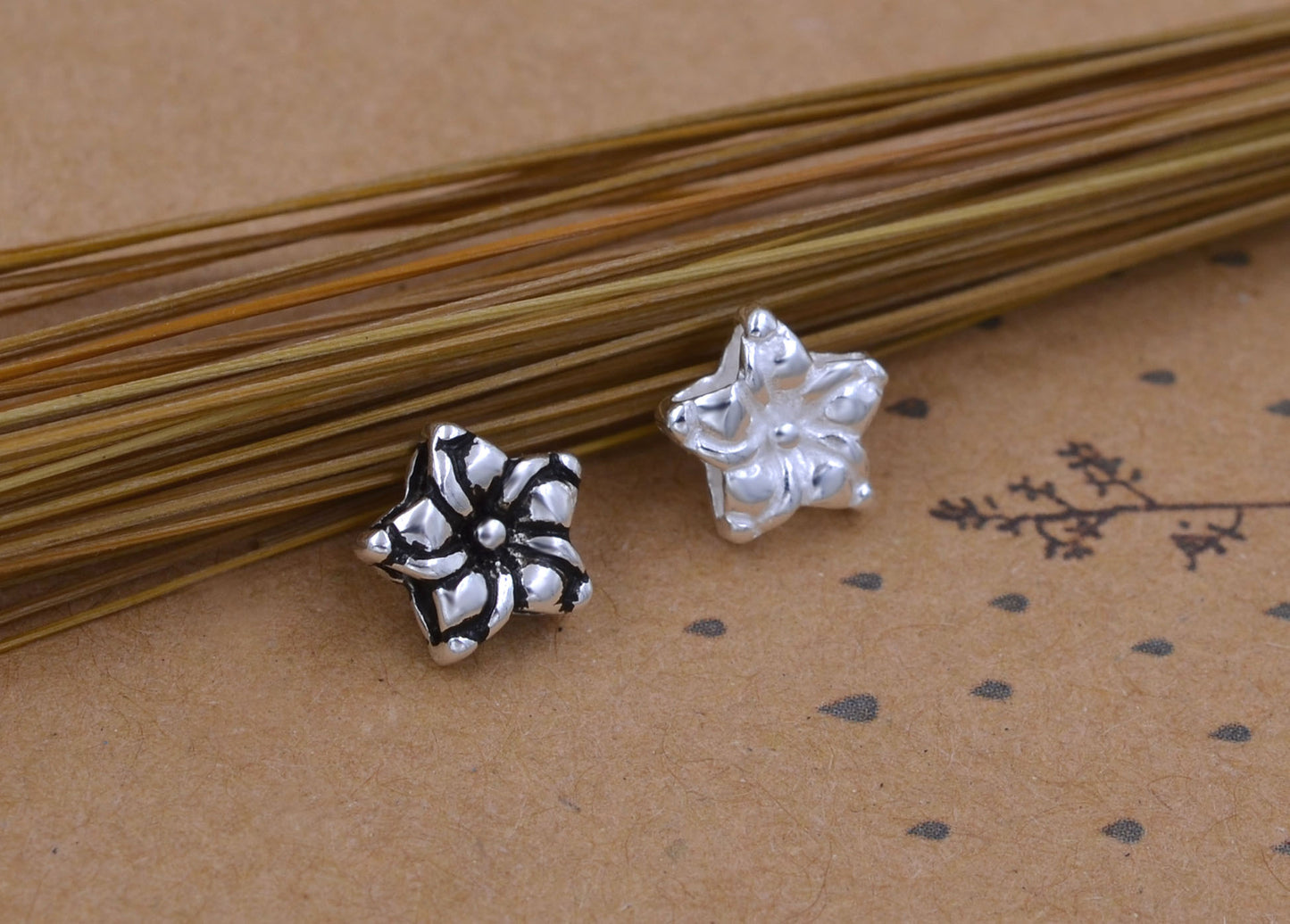 Sterling Silver Floral Bead S925 Finding