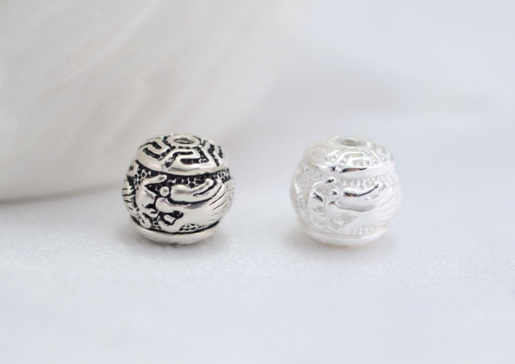 Sterling Silver Dragon Round Bead Spacer S925 Finding