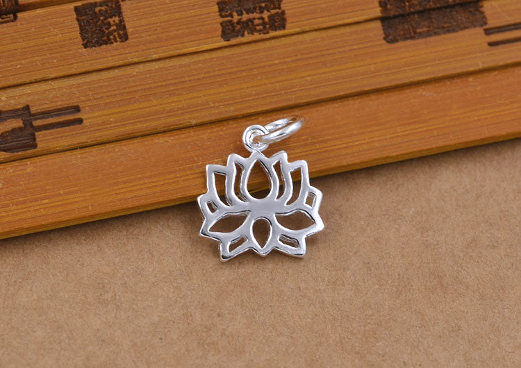 Sterling Silber Winziger Lotus Blumen Charm Anhänger S925 Fundstück