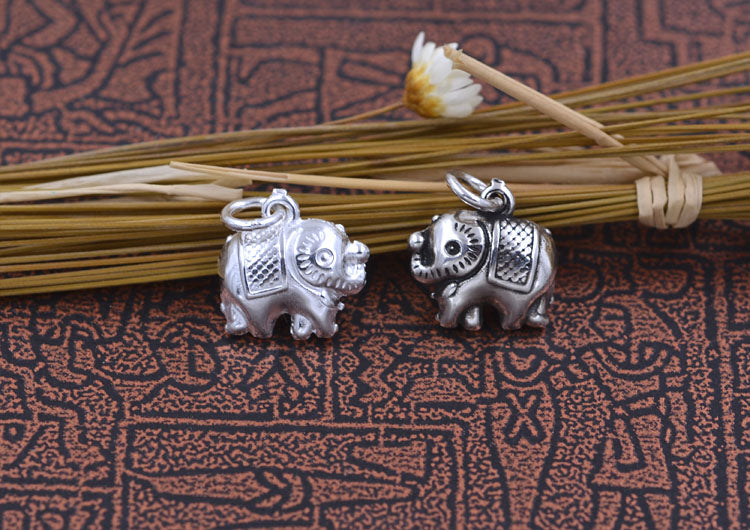 Sterling Silver Tiny Elephant Charm Pendant S925 Finding