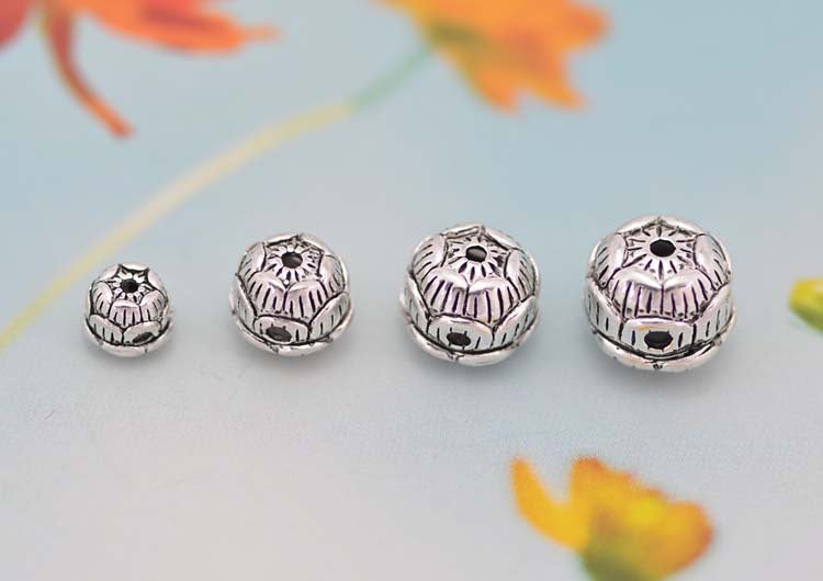 Sterling Silver Crossing Holed Lotus Bead Spacer S925 Finding