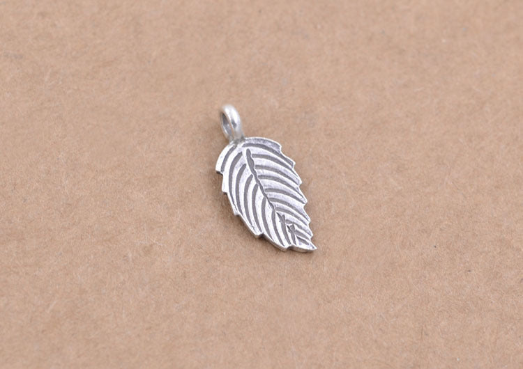 Sterling Silver Tiny Leaf Charm Pendant S925 Finding