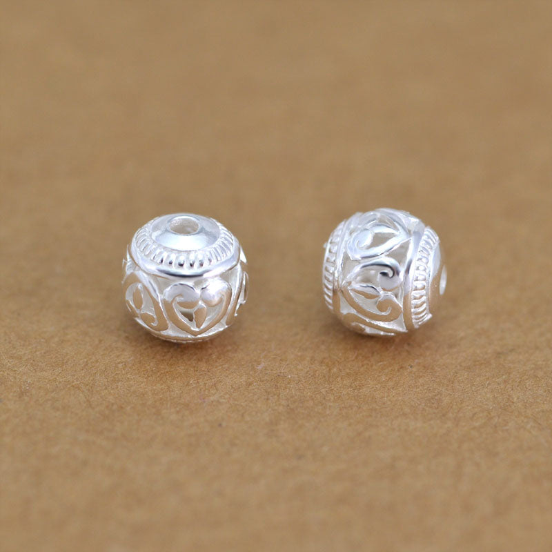 Sterling Silver Heart Round Bead Spacer S925 Finding