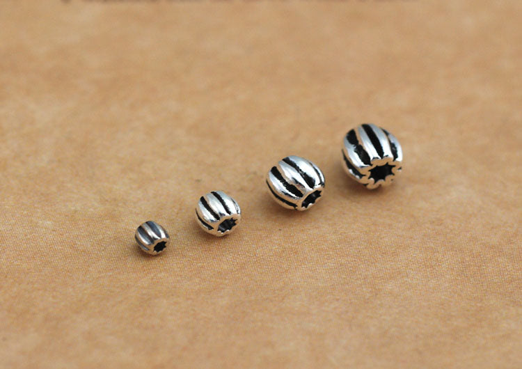 Sterling Silver Drum Pumpkin Bead S925 Finding