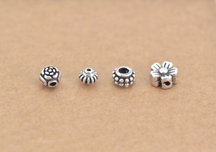 Sterling Silver Flat Roundelle Floral Bead Spacer S925 Finding