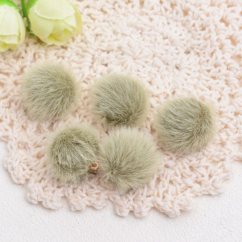 100 Fluffy Mink Fur Ball Charms Pom Pom Earring Drop with Loop Handbag Multicolor for Customize Puff Ball Keychains 15mm