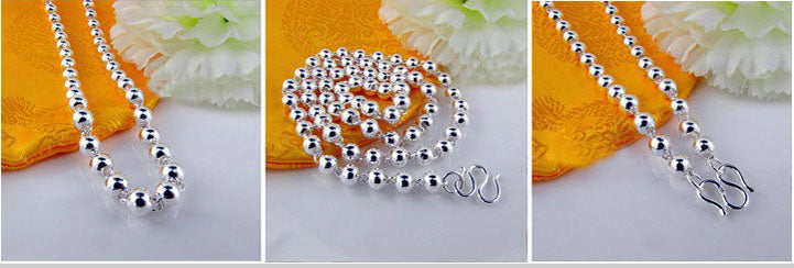 Sterling Silver Round Bead Link Necklace S990