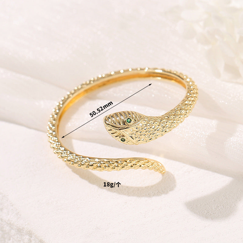 Bracelet serpent floral à 2 cercles ouverts orné de strass 14K GF