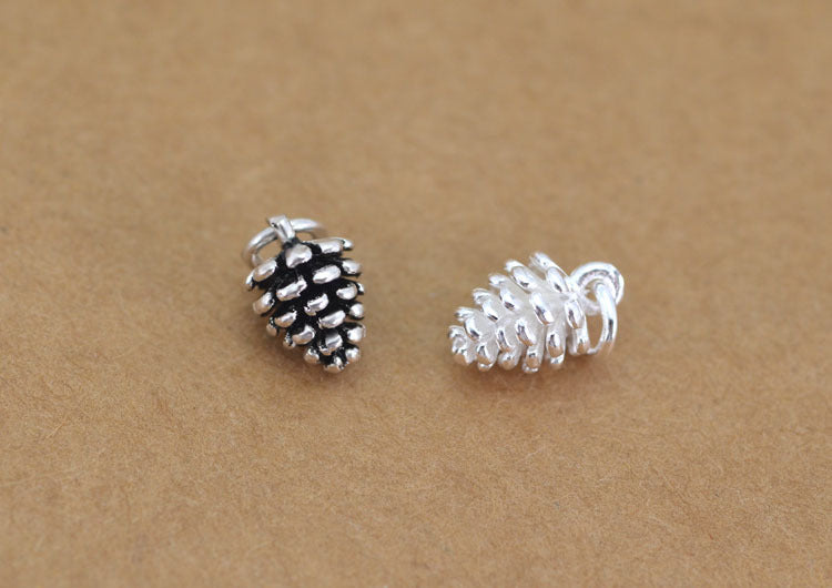 Sterling Silver Tiny Pine Cone Charm Pendant S925 Finding