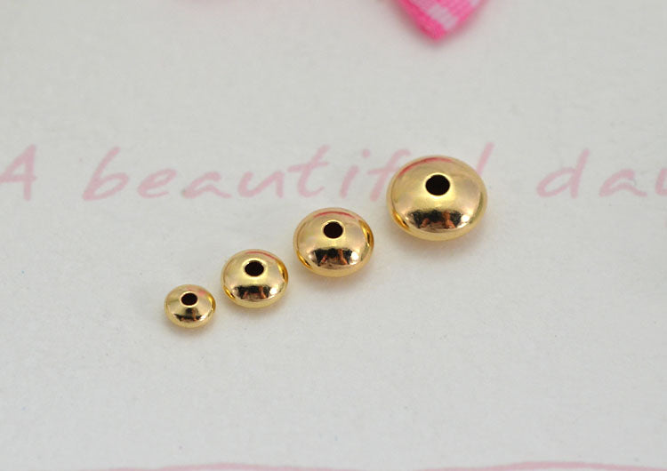 1/20 14K Gold Filled Sterling Silver Glossy Flat Roundelle Abacus Bead S925 Finding