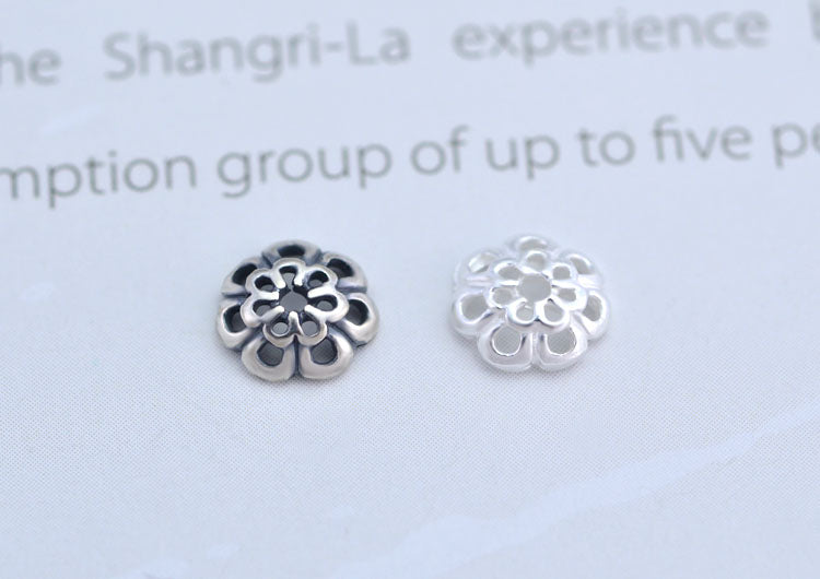 Sterling Silver Floral Bead Cap Cup S925 Finding