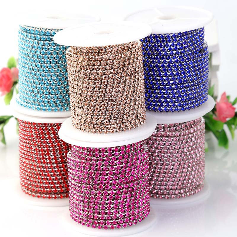 10yd bunte Strass-Cup-Kette, Silberbesatz, Metall-Cup-Kette, Schmuck, hochwertiger Hochzeitsschleier, 2 mm, 2,5 mm, 2,8 mm, 3 mm