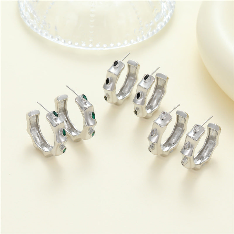 4 grosses boucles d'oreilles à tige articulées ornées de strass 14K GF