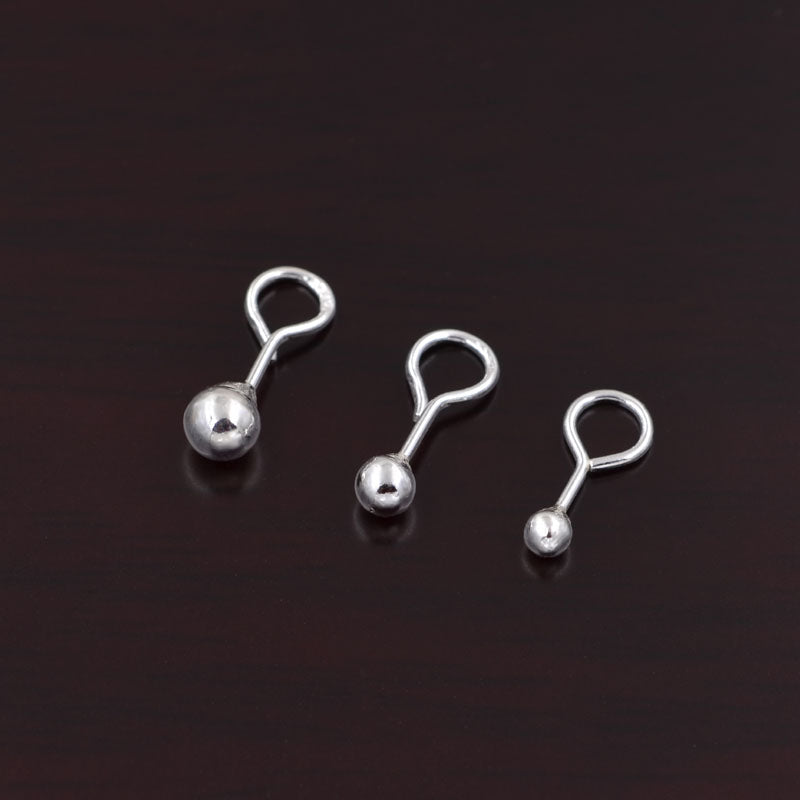 Sterling Silver Glossy Frosted Round Ball Stud Earrings S990 Finding