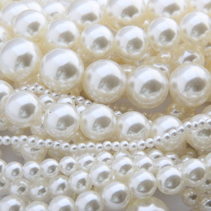 Bulk 100 Round Resin Pearl Beads White / Ivory Through Hole / Half Drilled NoHole Faux Pearls Jewelry Finding 3mm 4mm 6mm 8mm 10mm 12mm