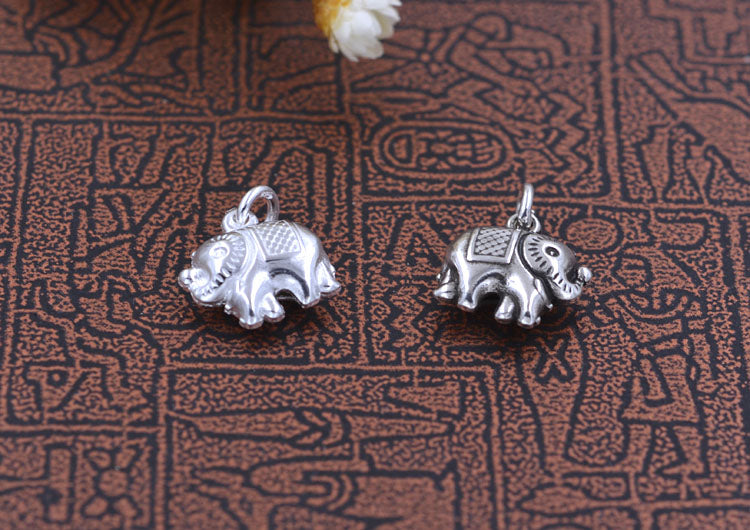 Sterling Silver Tiny Elephant Charm Pendant S925 Finding