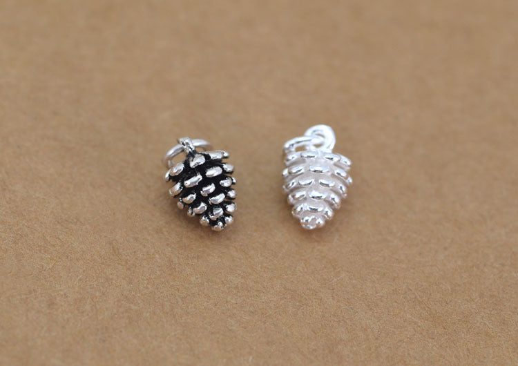 Sterling Silver Tiny Pine Cone Charm Pendant S925 Finding