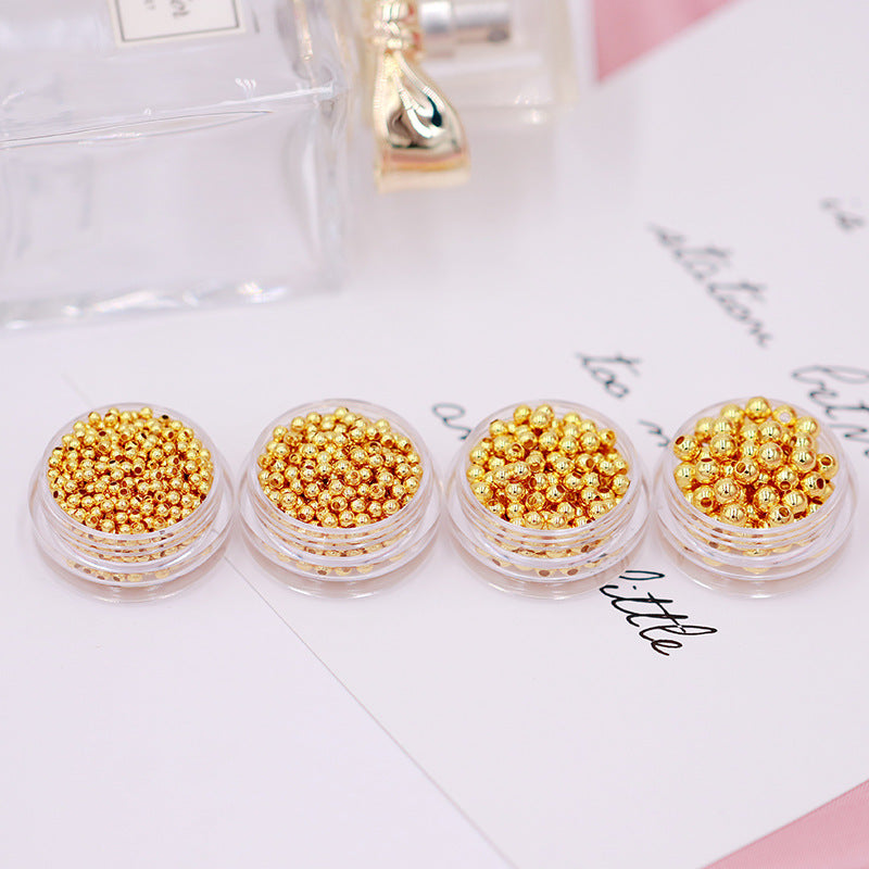 Bulk 100 Tiny Glossy Round Bead 14KGP 18KGP Copper Charm Beadwork Spacer Jewelry Finding 2mm 2.5mm 3mm 4mm 5mm 6mm 8mm