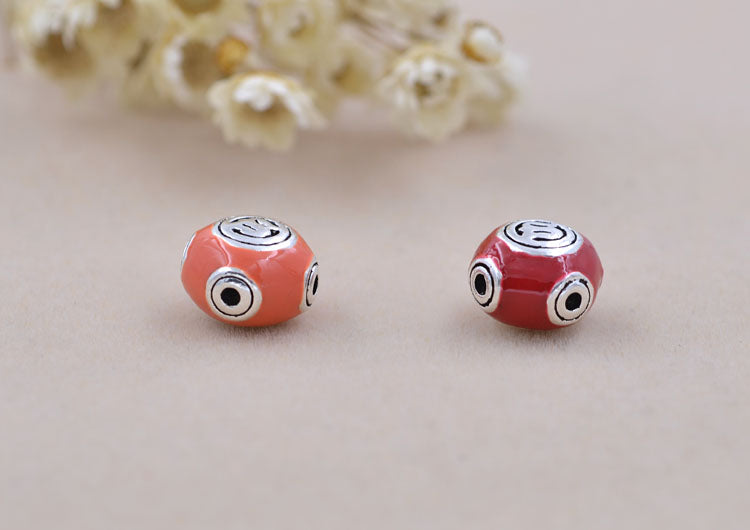 Sterling Silver Enamel Epoxy Crossing Four Holes Roundelle Bead Spacer S925 Finding