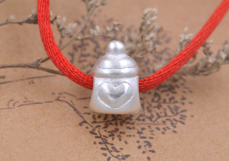 Sterling Silver Carved Heart Baby Bottle Bead Spacer S990 Finding