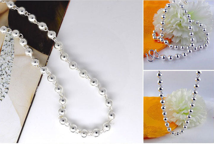 Sterling Silver Round Bead Link Necklace S990