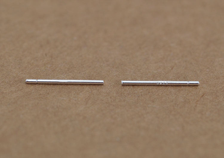 Sterling Silver Glossy Ear Stud Stick S925 Finding