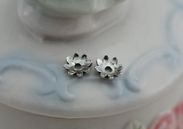 Sterling Silver Floral Bead Cap Cup S925 Finding