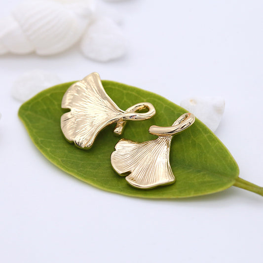 2 Ginkgo-Blatt-Fischgräten-Charm-Anhänger 14K GF