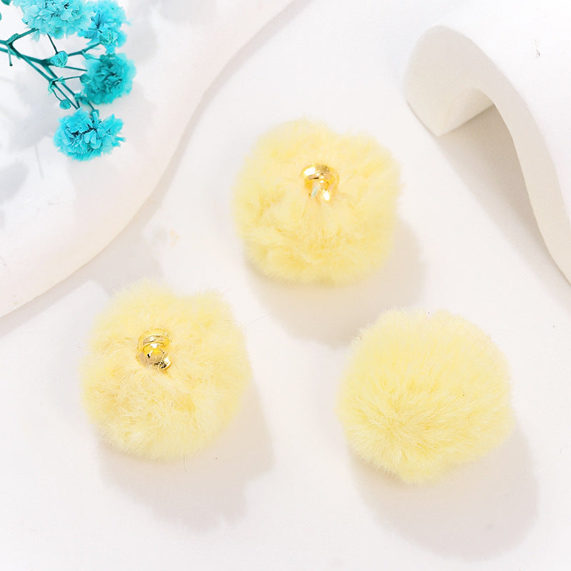 100 Fluffy Rabbit Fur Ball Charms Pom Pom Earring Drop with Loop Handbag Multicolor for Customize Puff Ball Keychains 20mm