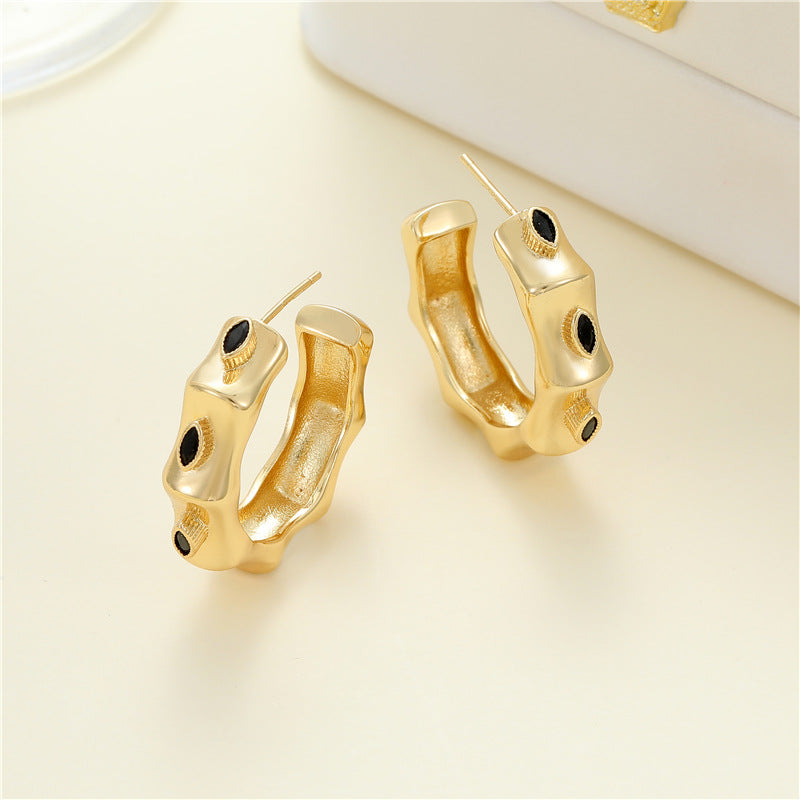 4 grosses boucles d'oreilles à tige articulées ornées de strass 14K GF