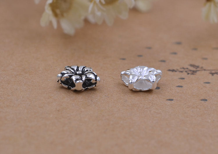 Sterling Silver Floral Bead S925 Finding