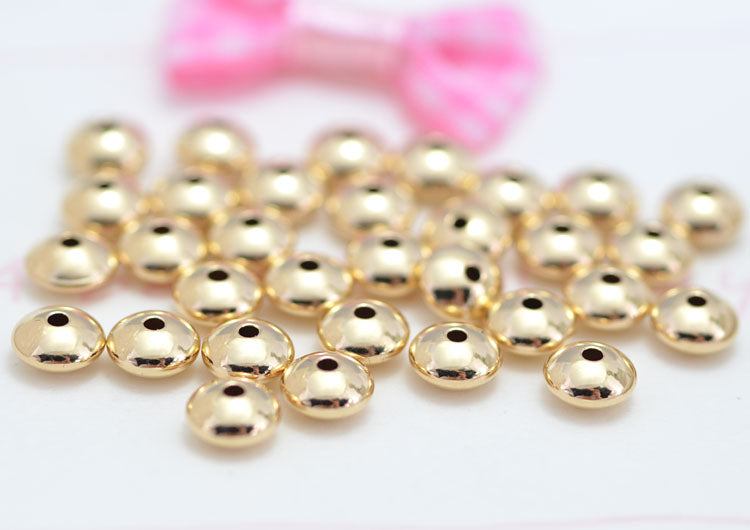 1/20 14K Gold Filled Sterling Silver Glossy Flat Roundelle Abacus Bead S925 Finding