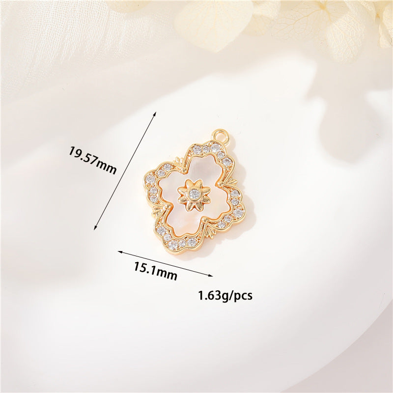 2 Croix Rose Nuage Étoile Ours Floral Charme Pendentif Strass Coquille Embelli 14K GF