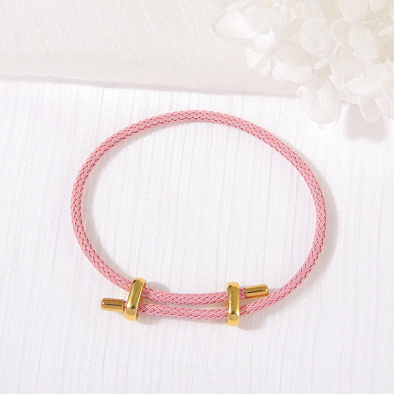 2 bracelets réglables en cordon tressé uni, 14K GF