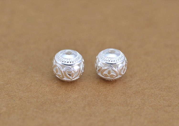 Sterling Silver Heart Round Bead Spacer S925 Finding