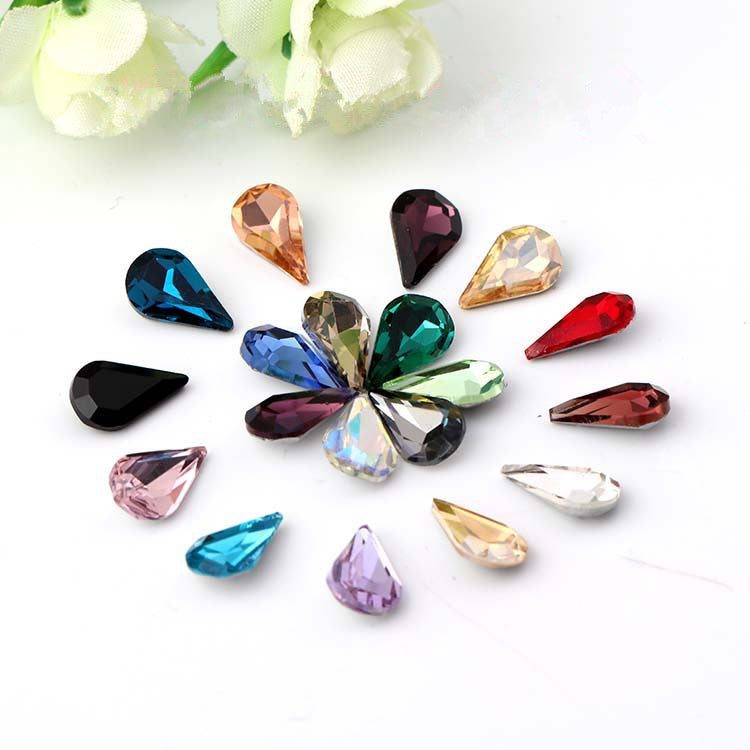 Bulk 100 Faceted Waterdrop Pointed Culet Clear Rhinestone Glass Jewelry Finding-1 6x8mm 8x13mm 7x10mm 10x14mm 13x18mm 18x25mm 20x30mm