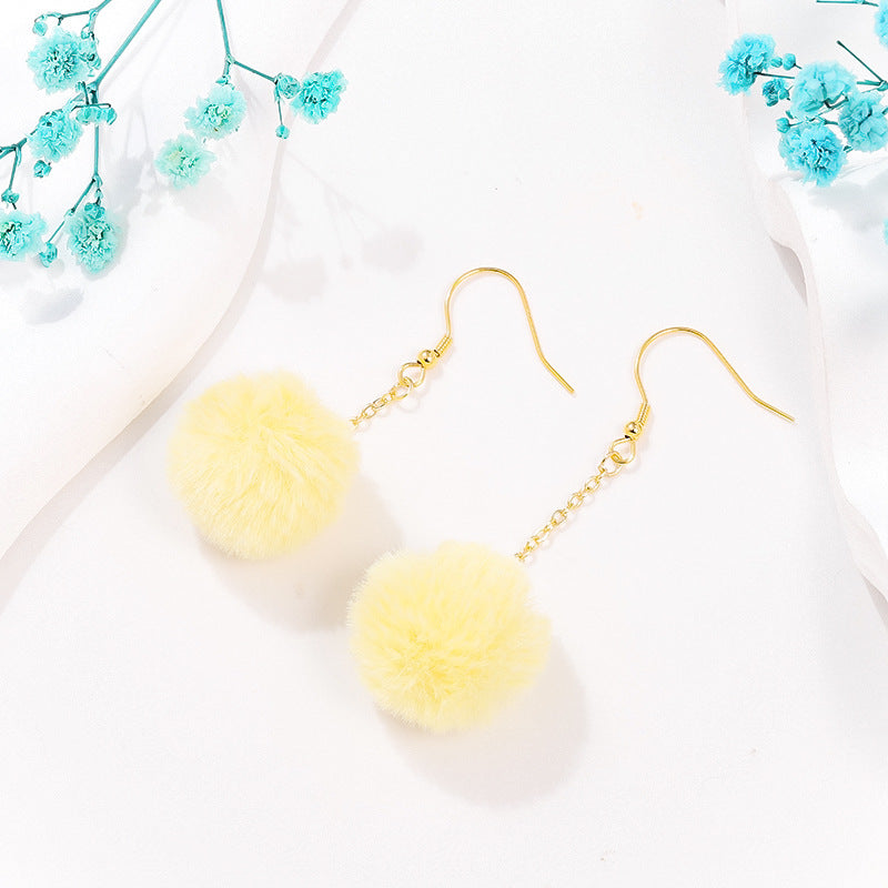 100 Fluffy Rabbit Fur Ball Charms Pom Pom Earring Drop with Loop Handbag Multicolor for Customize Puff Ball Keychains 20mm