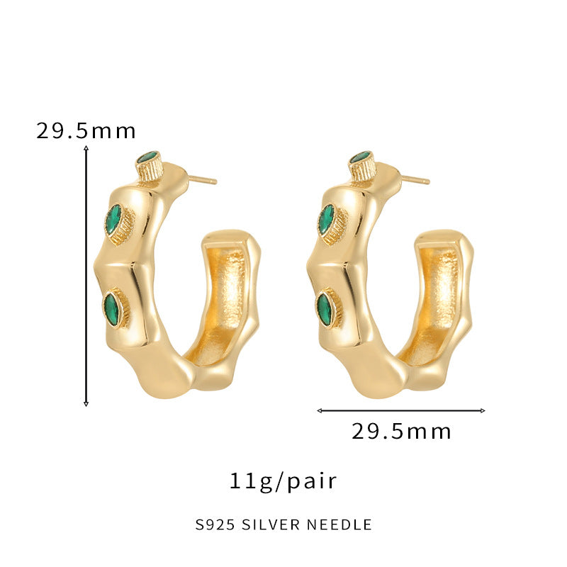 4 grosses boucles d'oreilles à tige articulées ornées de strass 14K GF