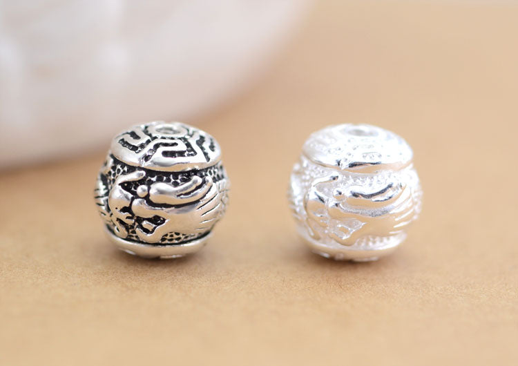 Sterling Silver Dragon Round Bead Spacer S925 Finding