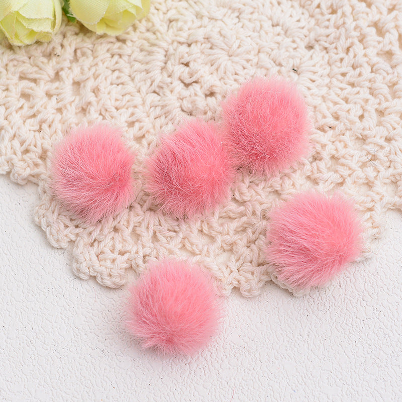 100 Fluffy Mink Fur Ball Charms Pom Pom Earring Drop with Loop Handbag Multicolor for Customize Puff Ball Keychains 15mm