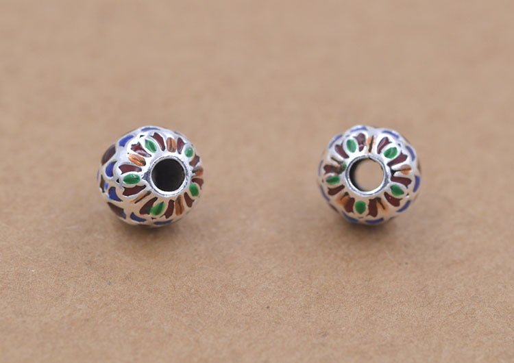 Sterling Silver Enamel Epoxy Round Bead Spacer S925 Finding