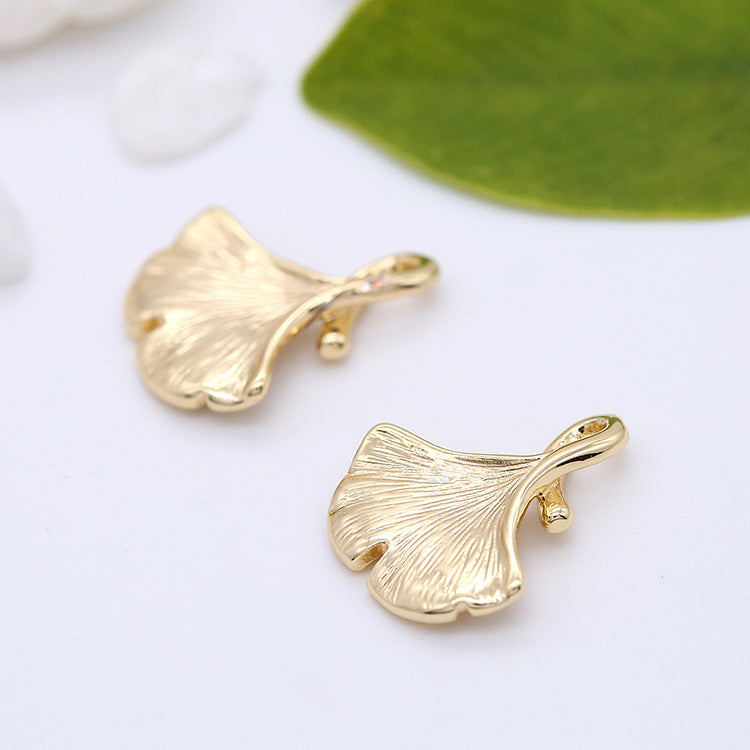 2 Ginkgo-Blatt-Fischgräten-Charm-Anhänger 14K GF