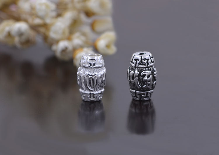 Sterling Silver Om Mani Padme Hom Olive Bead Spacer S925 Finding