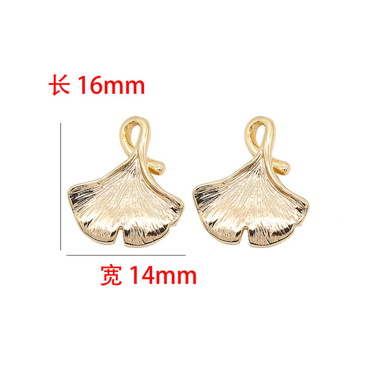 2 Ginkgo-Blatt-Fischgräten-Charm-Anhänger 14K GF