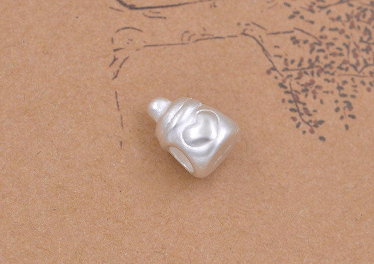 Sterling Silver Carved Heart Baby Bottle Bead Spacer S990 Finding