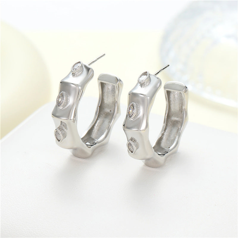 4 grosses boucles d'oreilles à tige articulées ornées de strass 14K GF