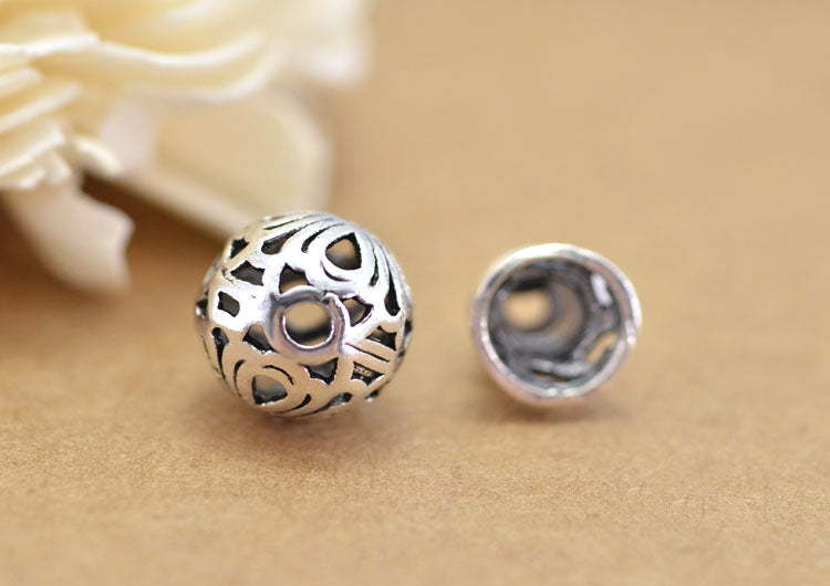 Sterling Silver Three Holed Round Bead and Cone Lotus Spacer S925 Finding