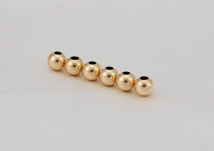 1/20 14K Gold Filled Sterling Silver Glossy Round Bead S925 Finding