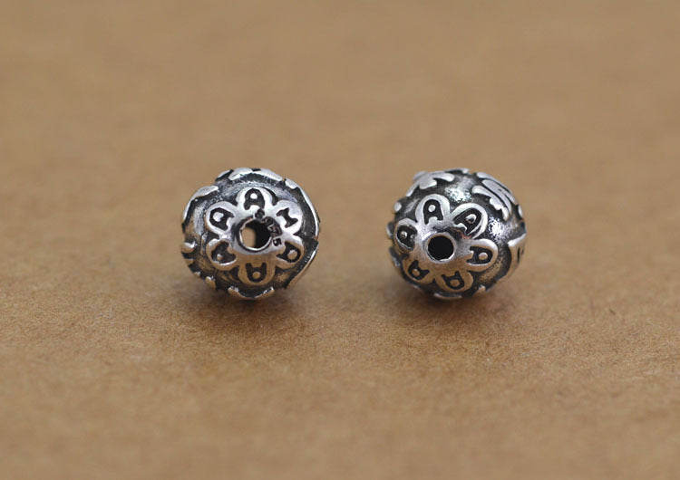 Sterling Silver Om Mani Padme Hum Round Bead Spacer S925 Finding