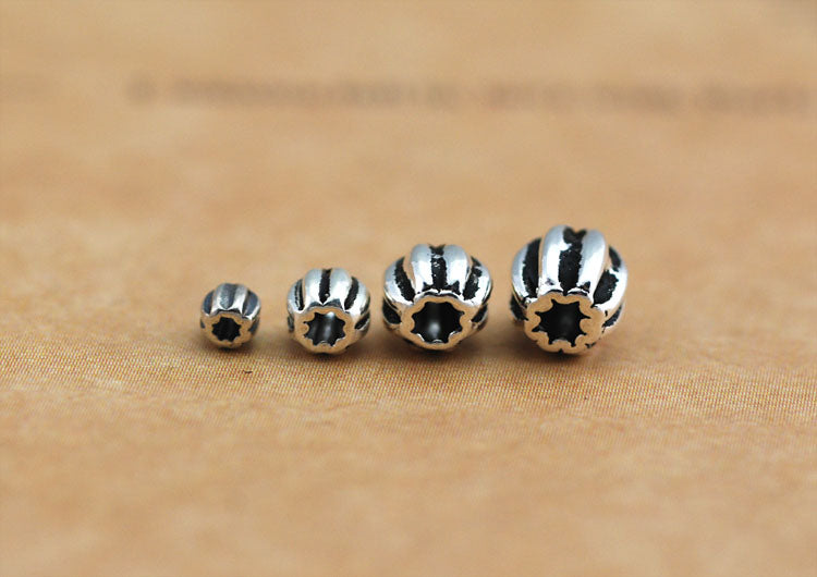 Sterling Silver Drum Pumpkin Bead S925 Finding